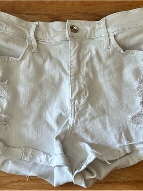 Hollister White Distressed Denim Jean Shorts